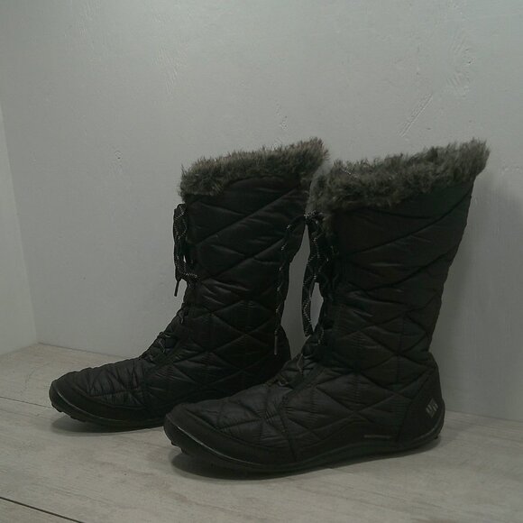 Columbia Minx Black Quilted Faux Fur Top Lined Waterproof Snow Winter Boot SZ 12 - Picture 7 of 11
